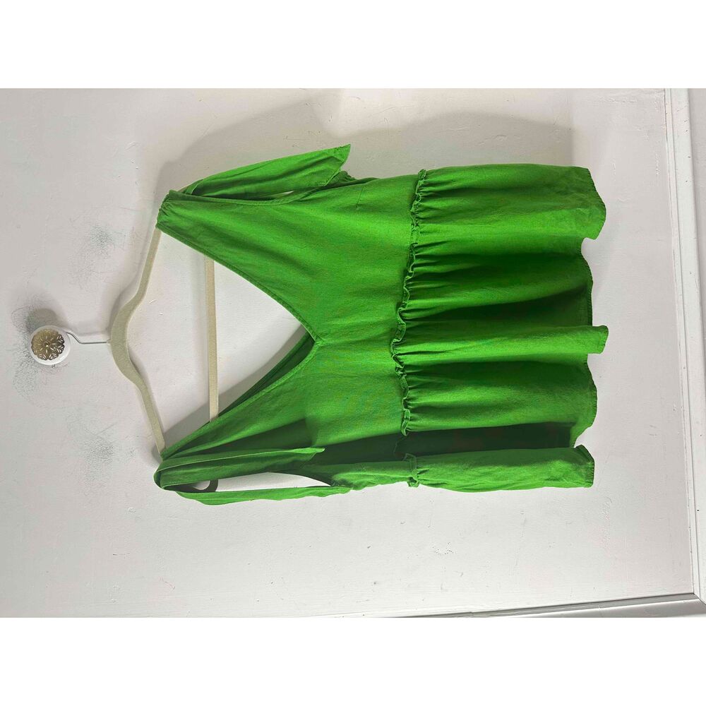 Who What Wear Top Womens Size XXL Green Sleeveless Peplum V Neck Linen Blend